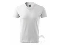 Tričko biele MALFINI V-neck 160g