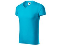 Tričko tyrkysové SLIM FIT V-NECK 180g